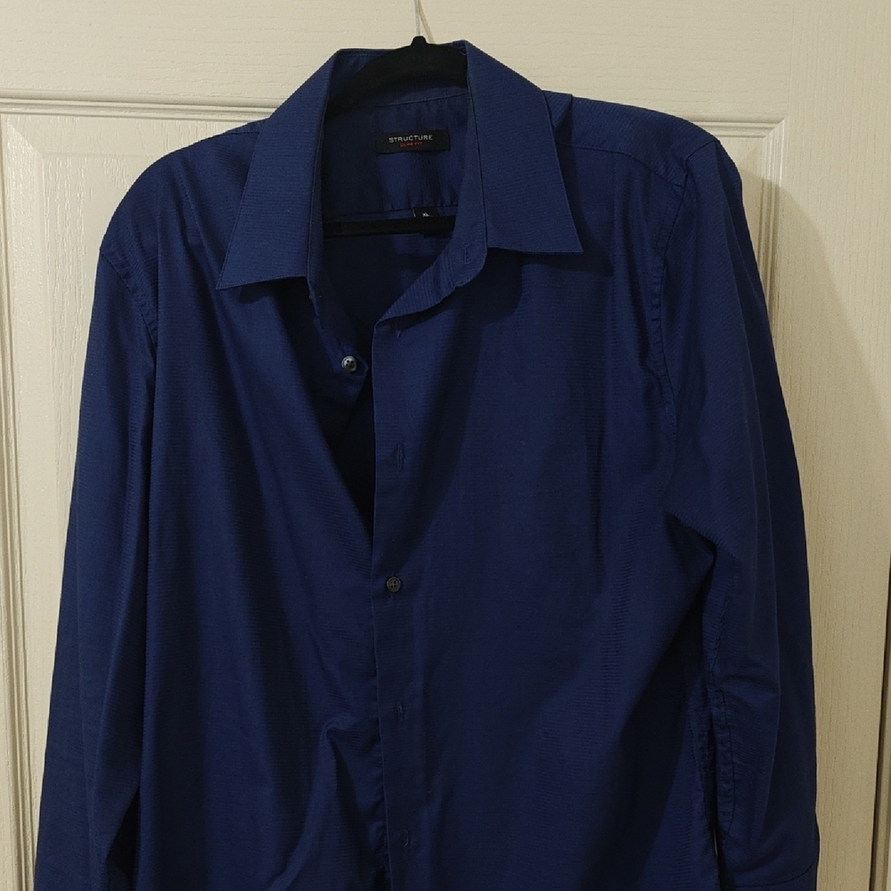 Structure Men's Dress Shirt - Deep Blue XL 17-17.5 Neck Slim Fit